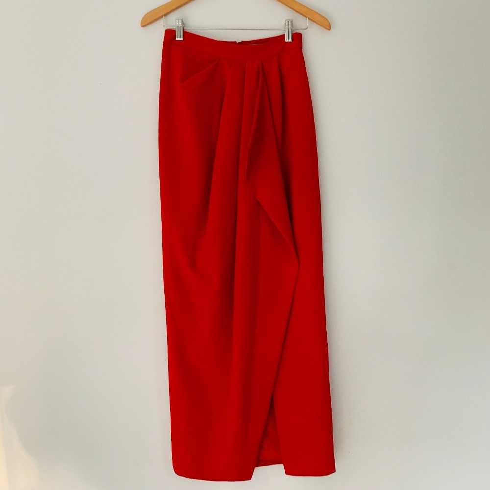 NWT! BELLE BADGLEY MISCHKA Long Red Skirt 2.